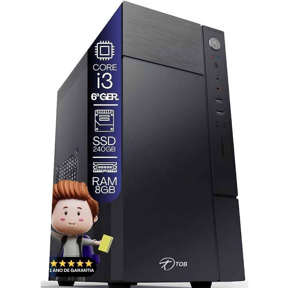 Computador Tob Intel Core I3 6ªgeração Memória 8gb Ssd 240gb Win10 Trial Desktop Pc Cpu