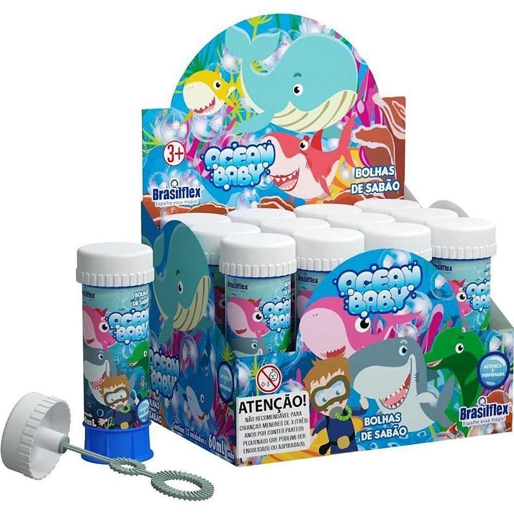 Kit Bolha de Sabão Ocean Baby 60ML Caixa com 12 Potes Brasilflex