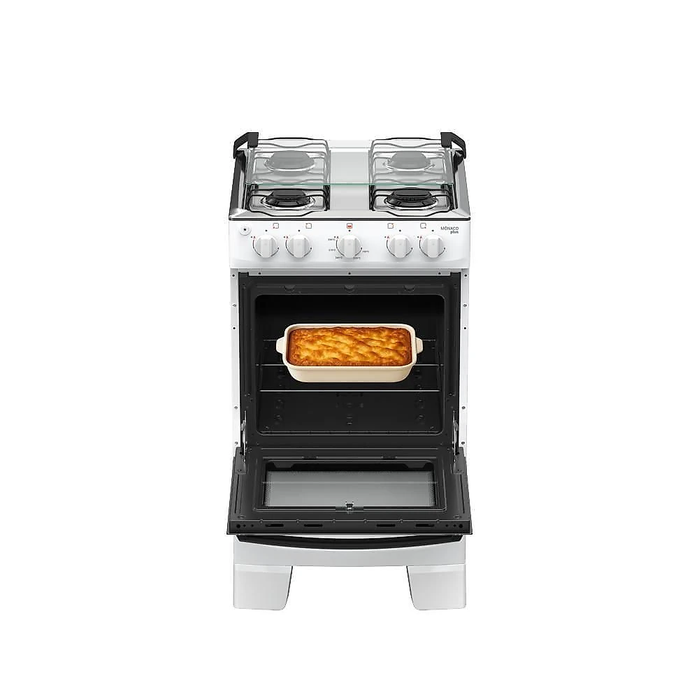 Fogão 4 Bocas Atlas Mônaco Plus Mesa Inox Bivolt Branco