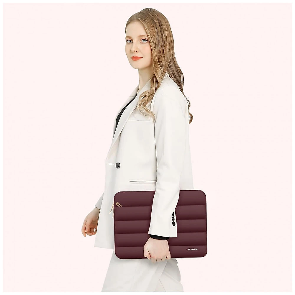 MOSISO 15-15,6" Capa Puff para Laptop com Bolsa Adicional, Compatível com MacBook Pro 16, HP, Dell, ASUS, Acer, Lenovo, Vinho