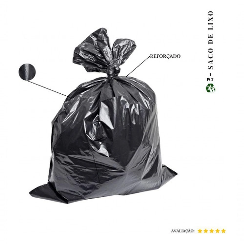 Saco de Lixo 600 Litros Reforçado Preto 0,14 MICRAS para Uso Doméstico e Comercial Higipack