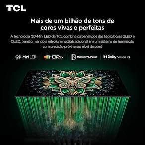Miniatura Smart TV 65” TCL 65C6K 4K QD-Mini Led 144Hz com Sistema Operacional Google TV