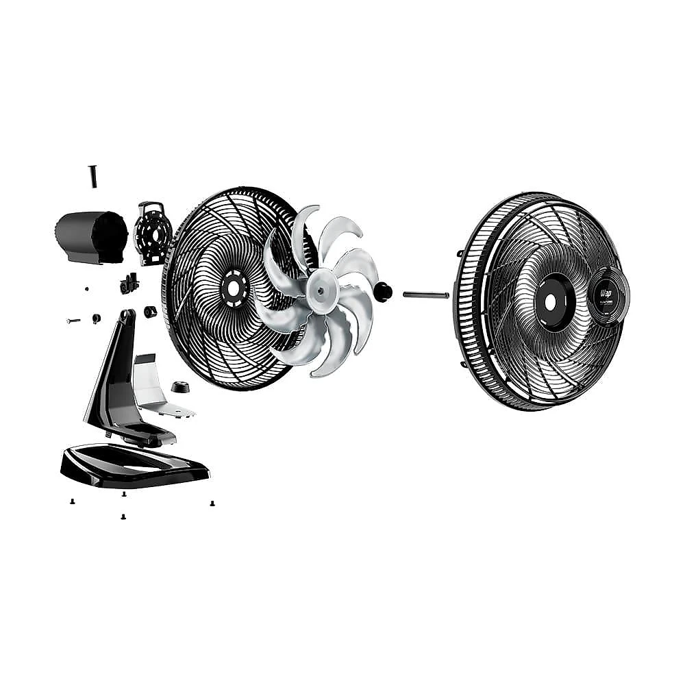 Ventilador de mesa/parede wap flow turbo com 8 pás e 3 velocidades 180w - preto e cinza 220