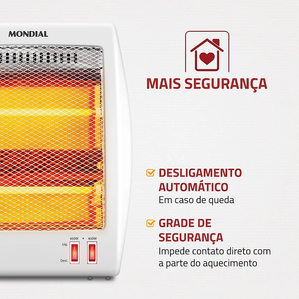 Aquecedor Quartzo Comfort Air III Mondial Branco/Cinza 900W A-16 127V