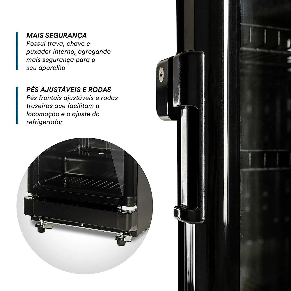 Refrigerador Expositor Vertical EOS 198 Litros Eco Gelo Digital All Black EEV200P 110V