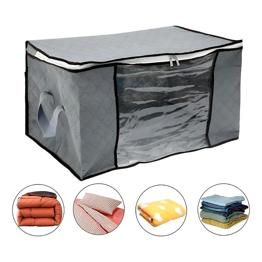 Saco Organizador para Roupas e Cobertas 90L Tnt e Pvc Cinza Gxm