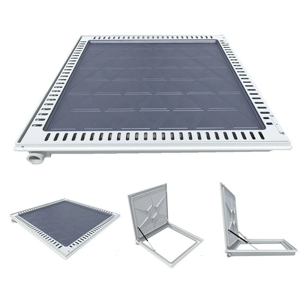 Tampa Casa de Máquina Alumínio Rebaixo Aparente 90x90cm Bege