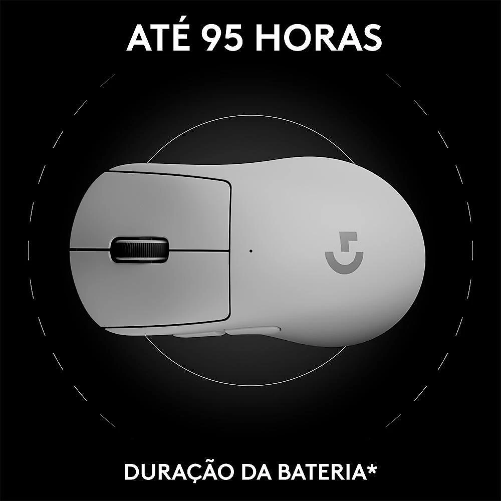 Mouse Gamer Sem Fio Logitech G Pro X Superlight 2 DEX, Lightspeed, 44.000 DPI, Design Assimétrico para Destros, Branco -910-007364