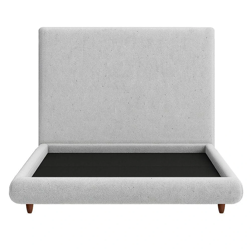 Cama King Pés Madeira Emma Com Cabeceira Parise Linho Cinza Claro - Nexta Casa