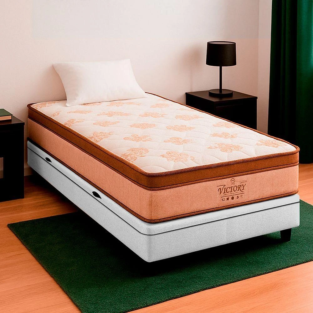 Cama Box Solteirão Branco E Colchão Victory Molas Vstore