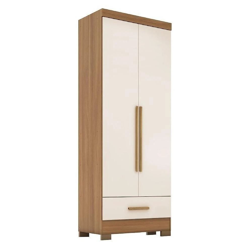 Quarto de Casal Completo 5 Peças 6 Portas 4 Gavetas com Maleiro Smart Plus Cinamomo/Off White