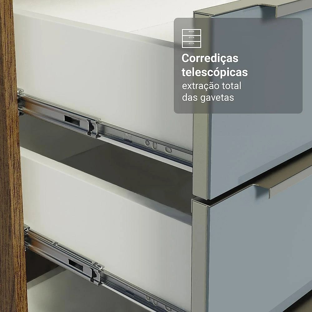 Armário de Cozinha Completa 270 cm Rustic/Cinza Lux Madesa 05