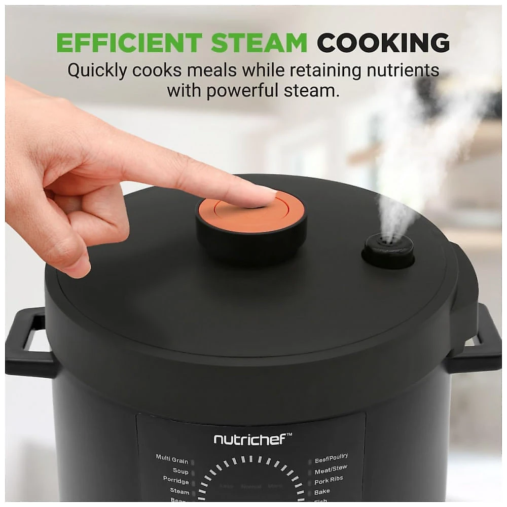 Panela de Pressão Elétrica NutriChef 5,7 litros 9 Funções Digitais Cozinha Multifuncional Ajuste de Tempo e Temperatura Cozinhe, Asse