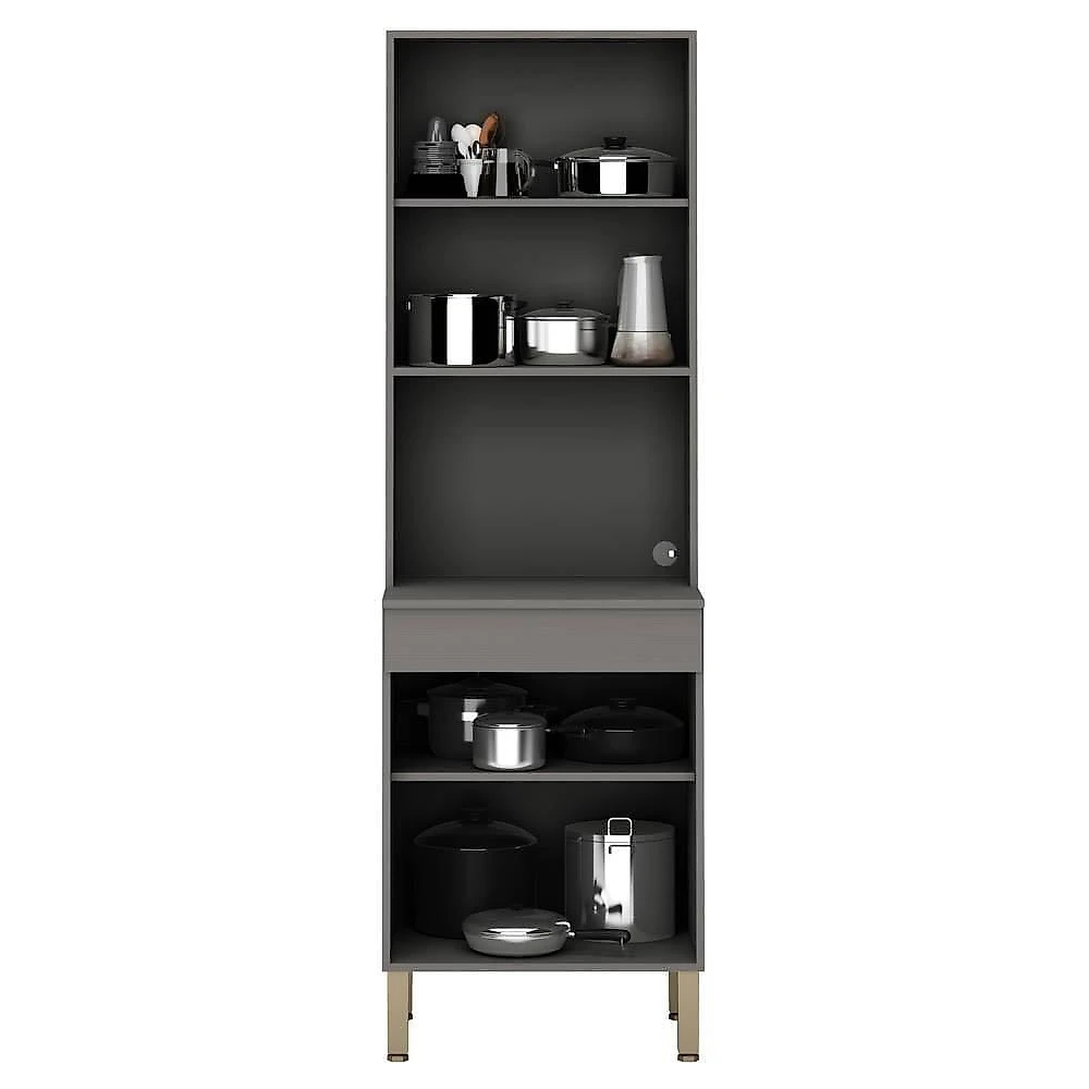 Armário De Cozinha 3 Peças Balcão 150cm Sem Tampo Lina13 K02 Gris-freijó - Mpozenato