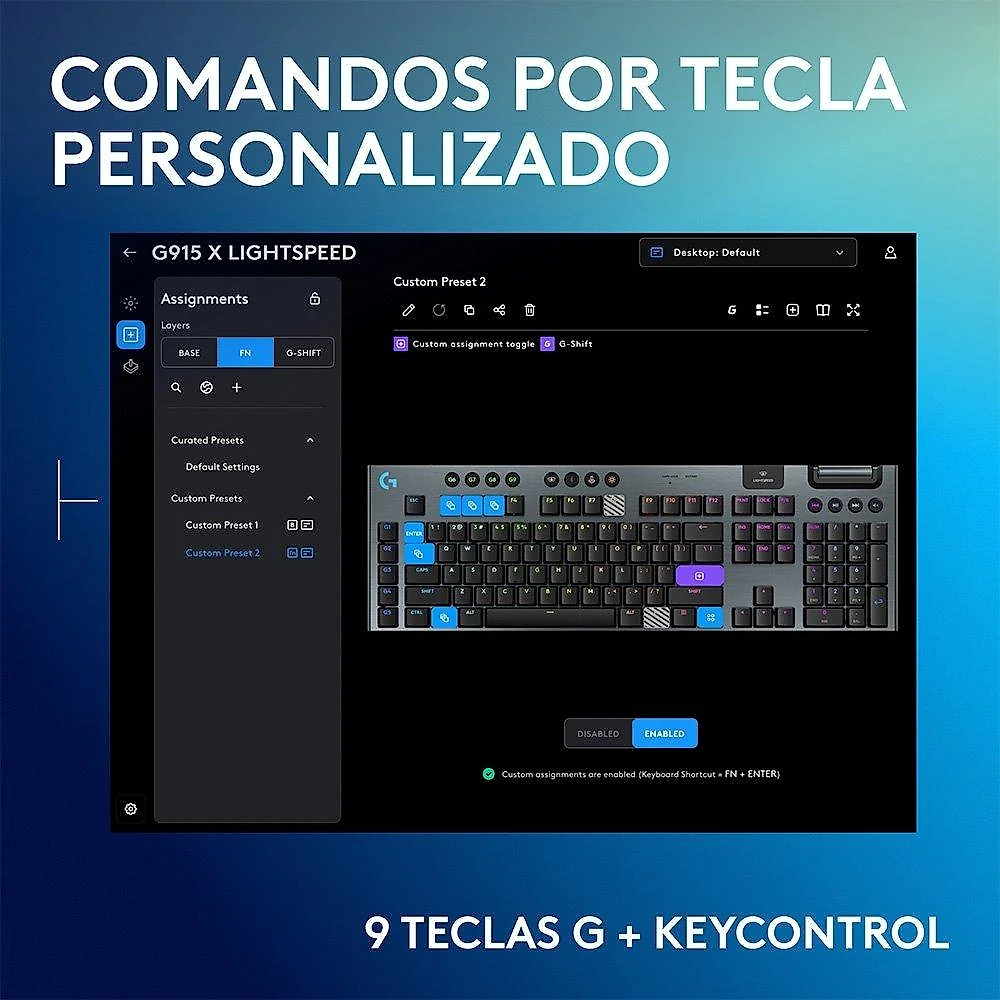 Teclado Mecânico Gamer Sem Fio Logitech G915 X Lightspeed, RGB Lightsync, USB ou Bluetooth, Switch GL Brown Tactile, Preto- 920-012670