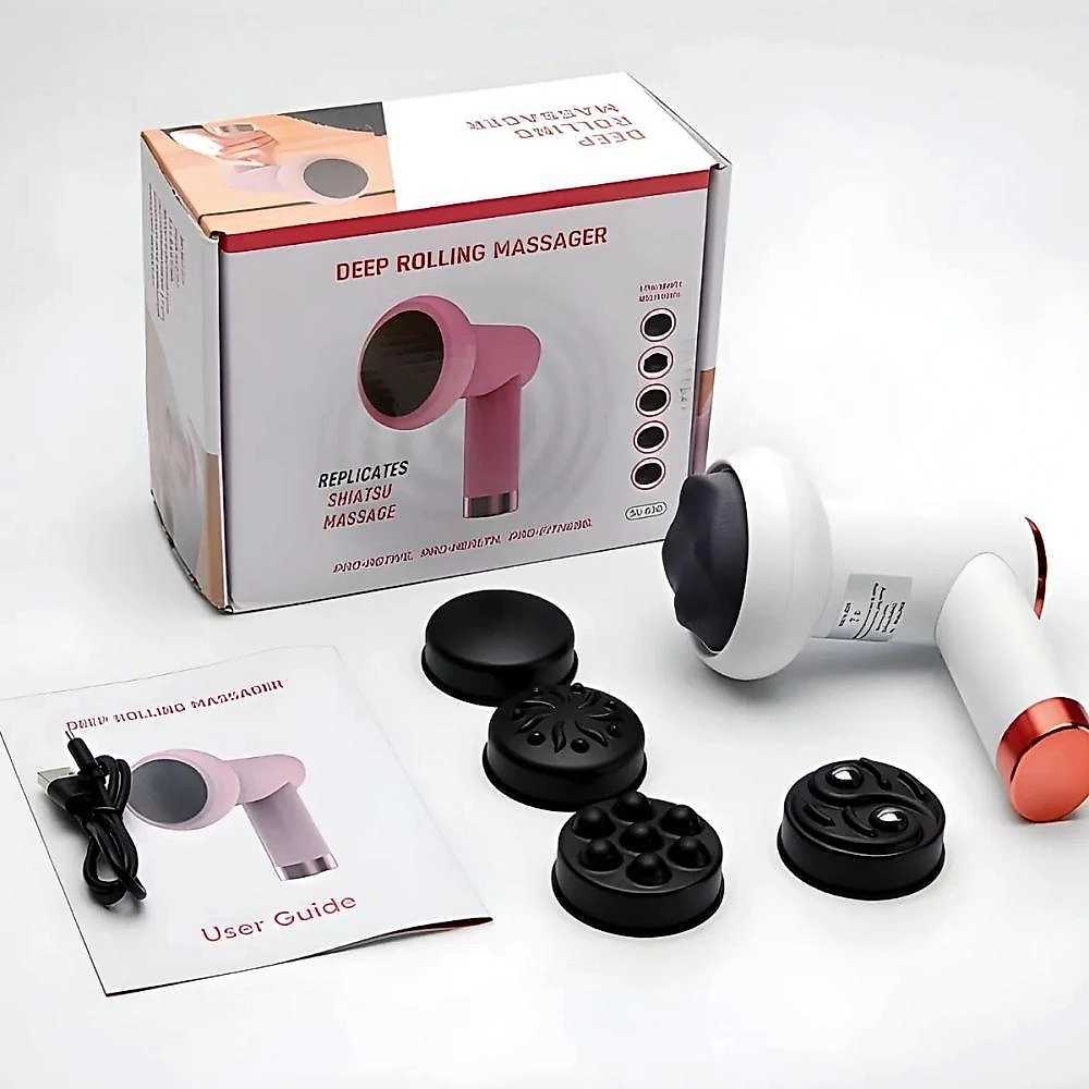 Massageador Corporal Elétrico Utibom 6 Velocidades Portátil Usb com 5 Cabeças