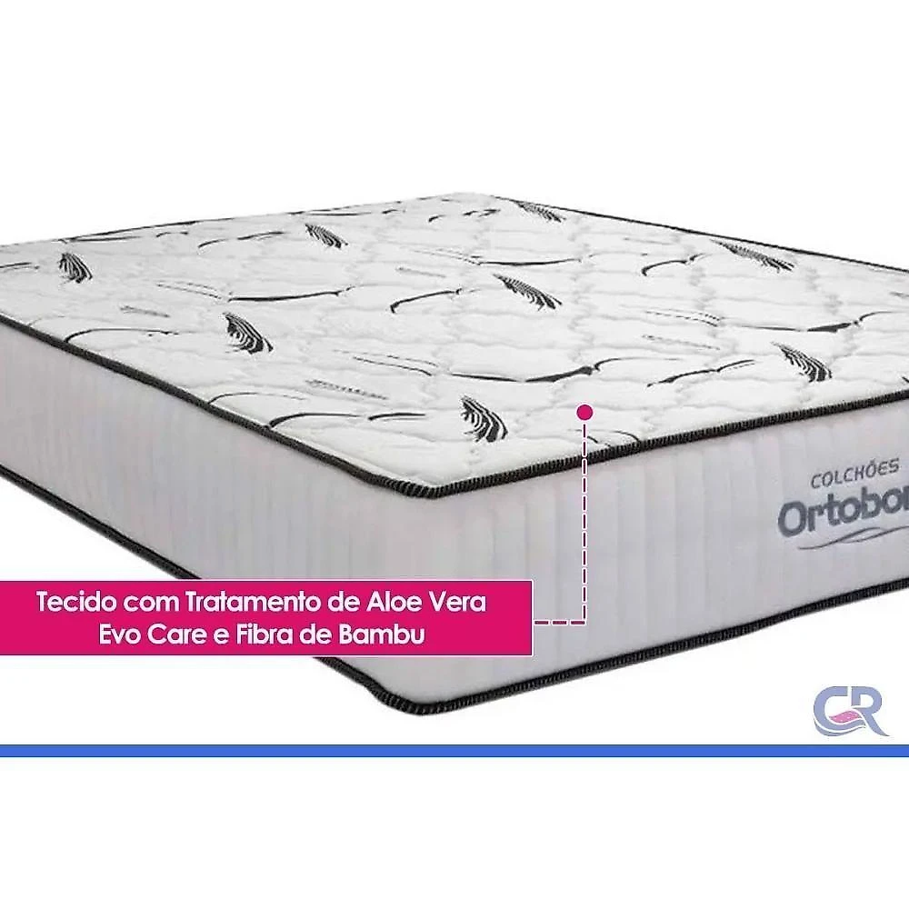 Kit Cama Box Casal Physical Corano White D45 Espuma Courino Branco Ortobom