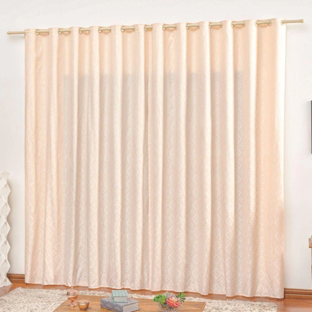 Cortina Em Jacquard Bahamas 2,00 X 1,70 Para Varão - Palha
