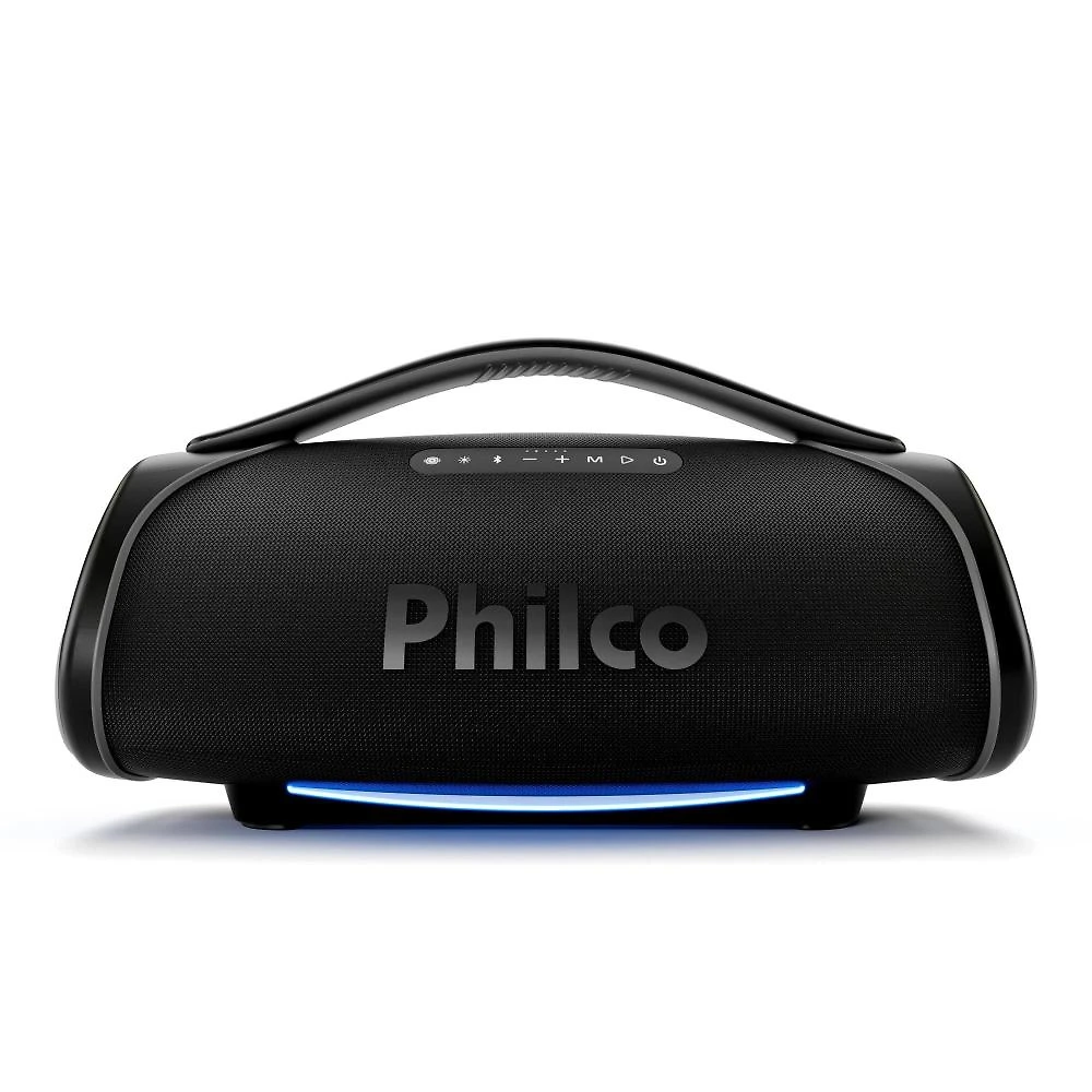 Caixa de som portátil philco boombox pbx01 300w bluetooth 30h bateria flash light preta