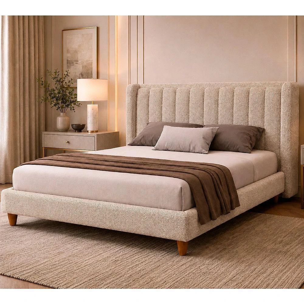 Cama Japonesa Casal Yeon Corea com Cabeceira Estofada Linho Bege Sallar Home