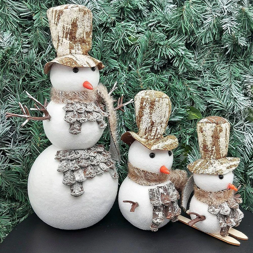 Bonecos De Neve Enfeite Natalino Cartola Em Isopor Kit 3pçs