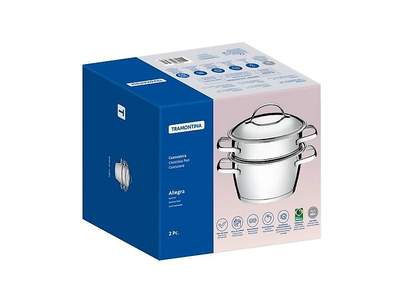 Cuscuzeira Allegra Inox Com Fundo Triplo 2 Peças Tramontina