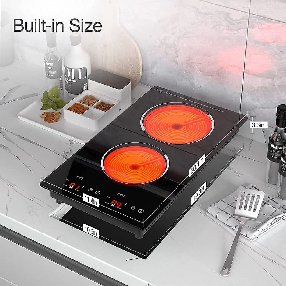 Cooktop Elétrico de Embutir com 2 Queimadores de Indução e 20 Níveis de Temperatura, 110V 2000W, VBGK, Preto