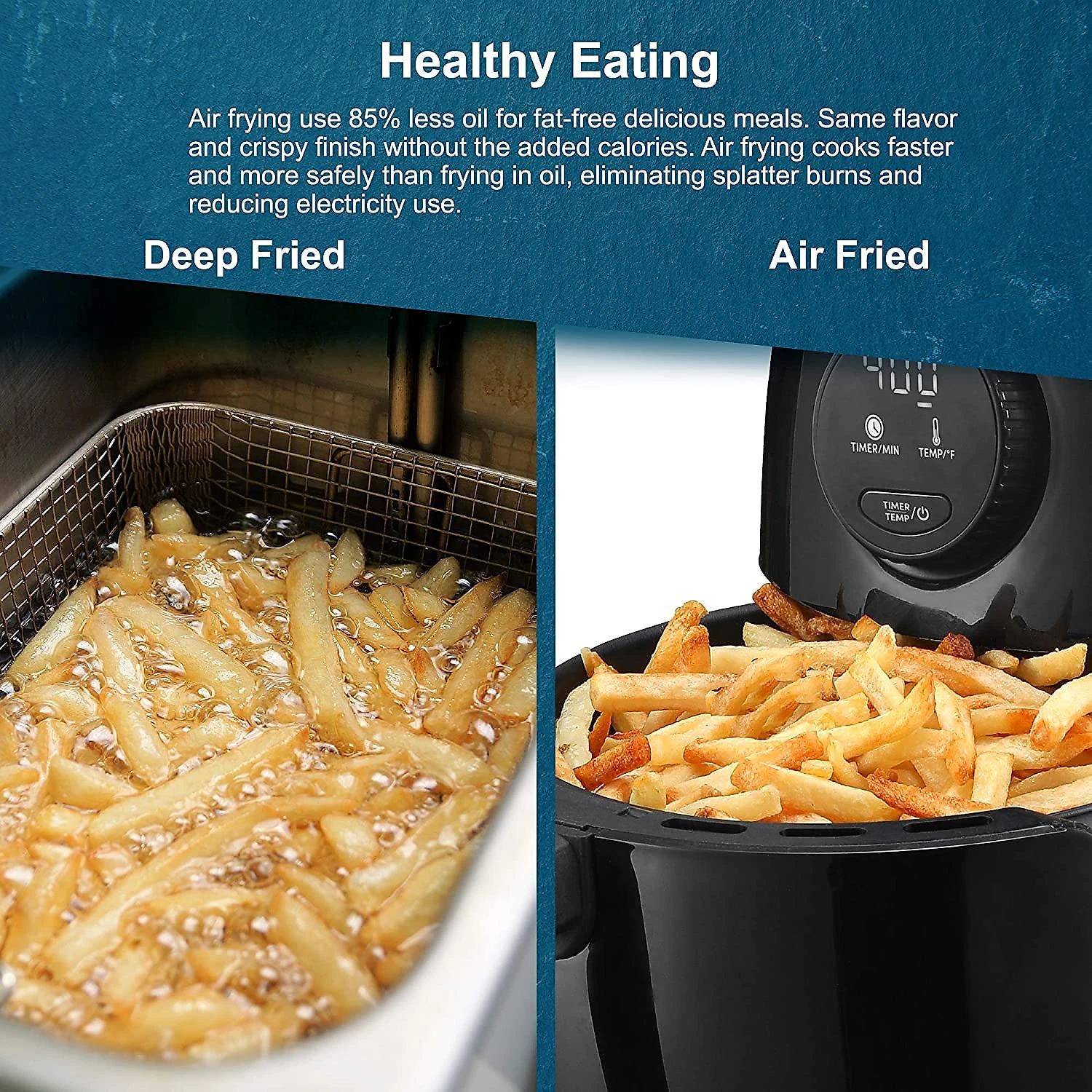 Elite Gourmet EAF2612D Fritadeira Elétrica AirFryer 2L de Capacidade e Painel de Controle Digital 110V1000W Preta