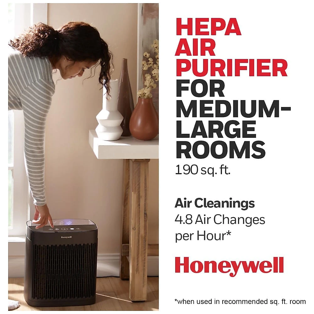 Purificador de Ar Honeywell InSight HEPA para Ambientes de 17,65 metros quadrados - Reduz Wildfire, Fumaça, Poeira e Alergênicos