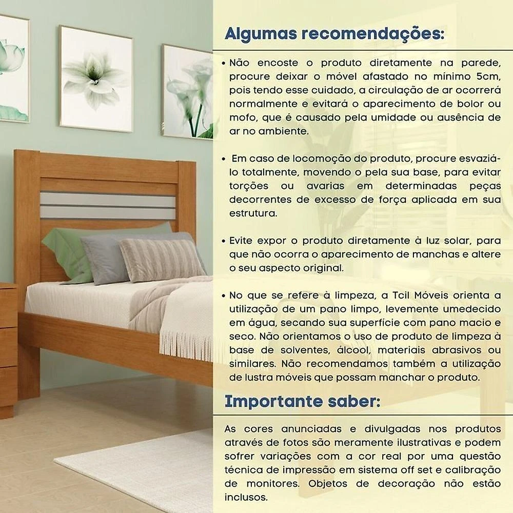 Conjunto Cama Solteiro Safira e 2 Mesas de Cabeceira Luna com Usb Espresso Moveis Cinamomo/Cinamomo