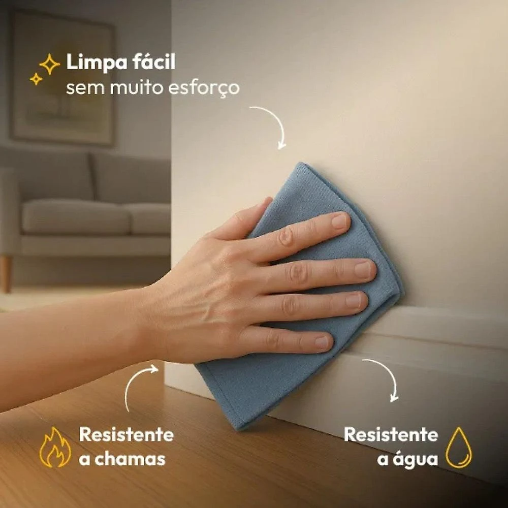 Rodapé de Poliestireno Slim 7CMX10MM Frisado 2,4 Metro Linear Branco Graddus 2,4 unidades - Branco