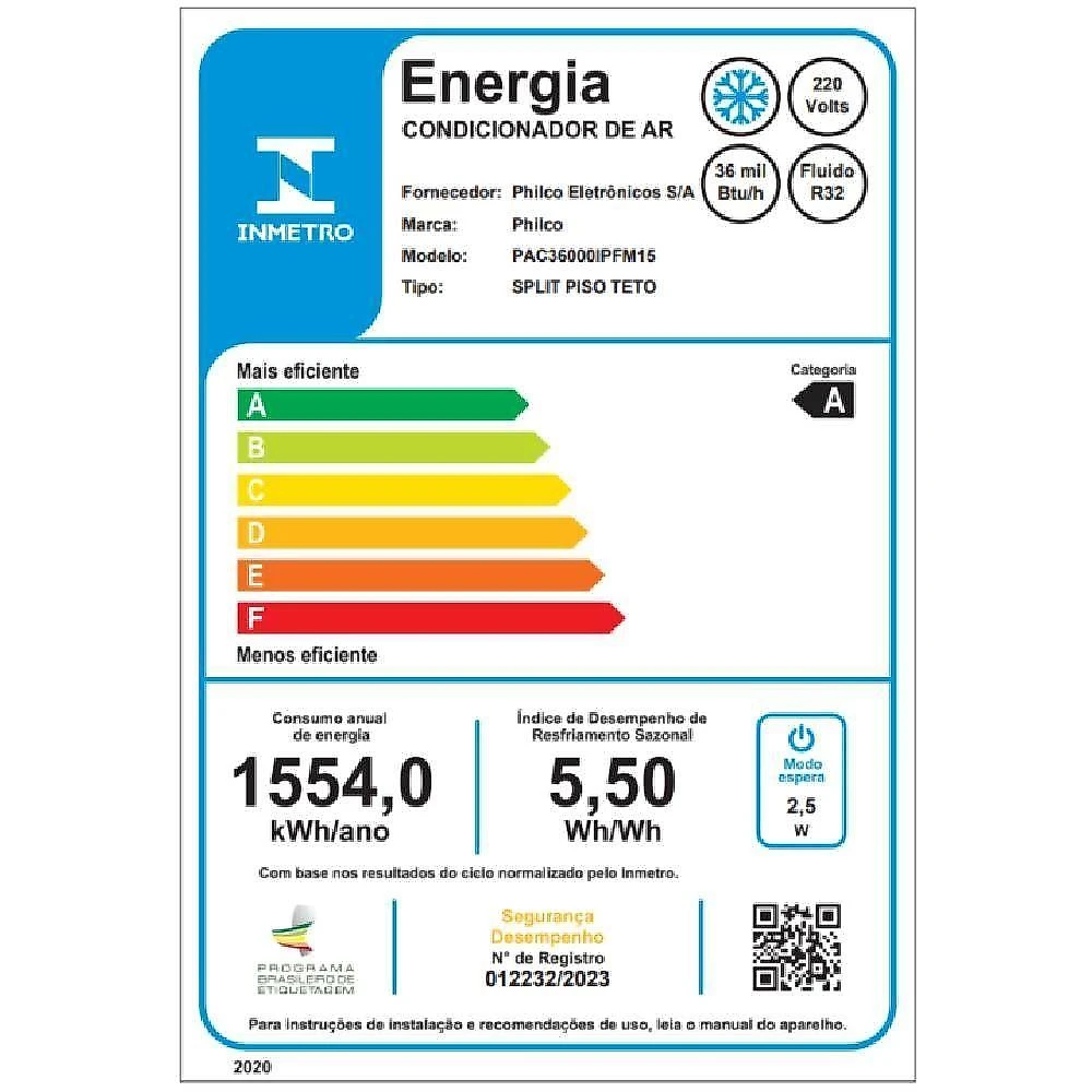 Ar-condicionado pt philco eco inverter 36000 btus frio 220v pac36000ipfm15