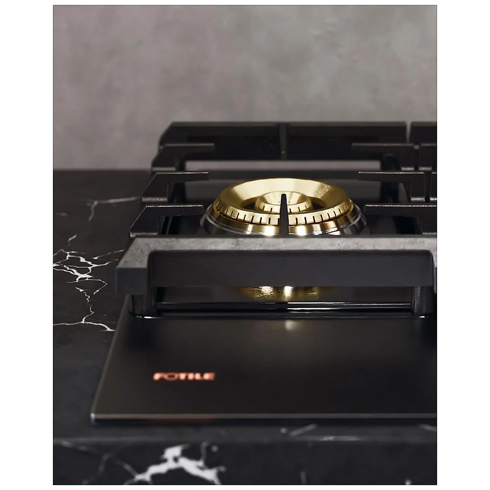 Cooktop a gás 5 queimadores Fotile vidro temperado preto queimador triplo 18.000 BTU layout em losango 110V