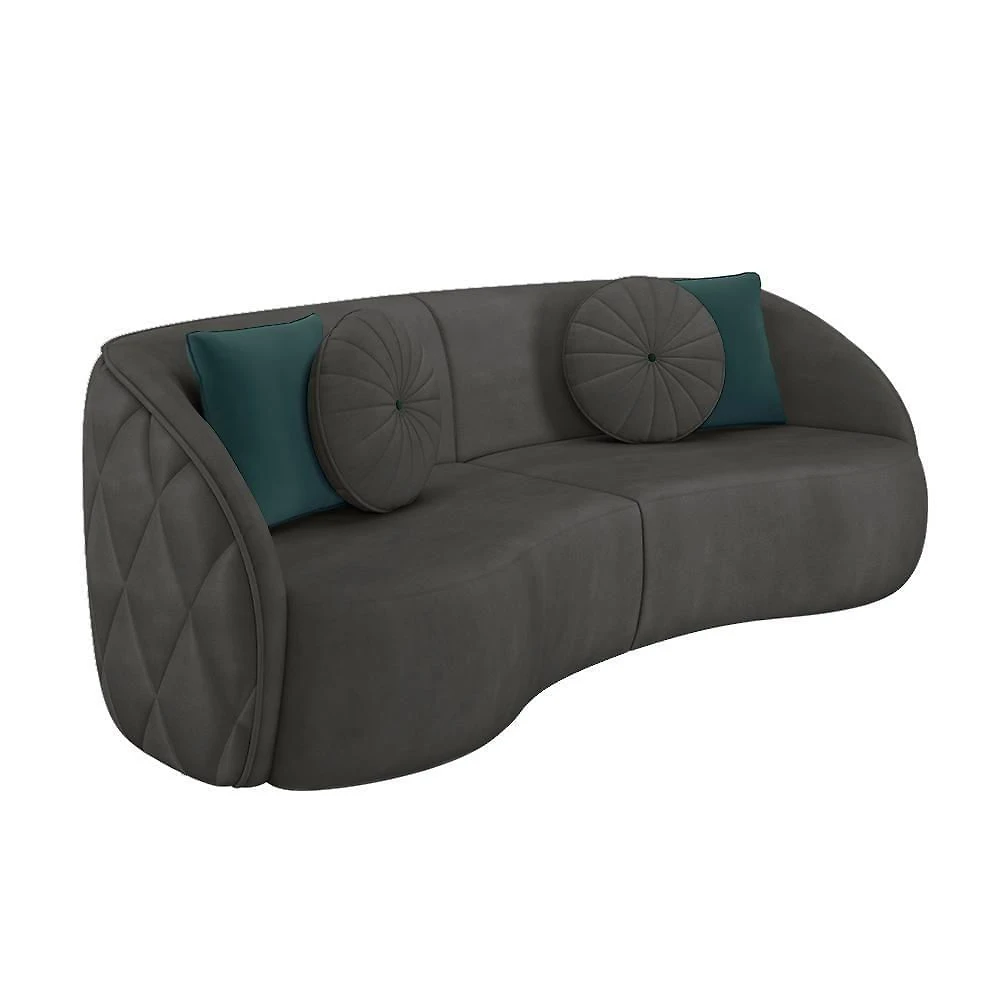 Sofá 3 Lugares Para Sala Living Olimpo 288 Cm M03 Veludo Cinza Escuro Lyam Decor