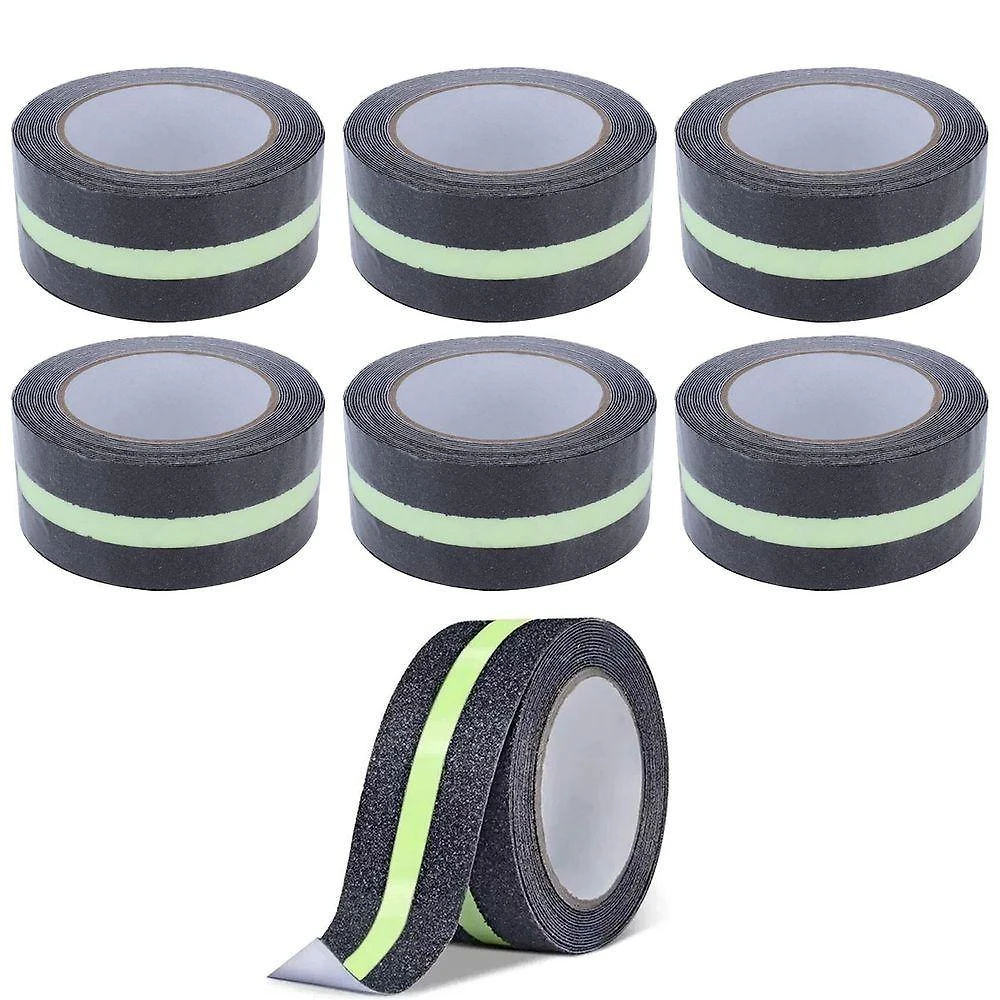 Kit 7 Fitas Antiderrapantes Adesivas 5M Faixa Fluorescente Preto AB Mídia