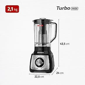 Liquidificador Mondial Turbo Inox L-1400 12 Velocidades 1400W 3L Preto 110V