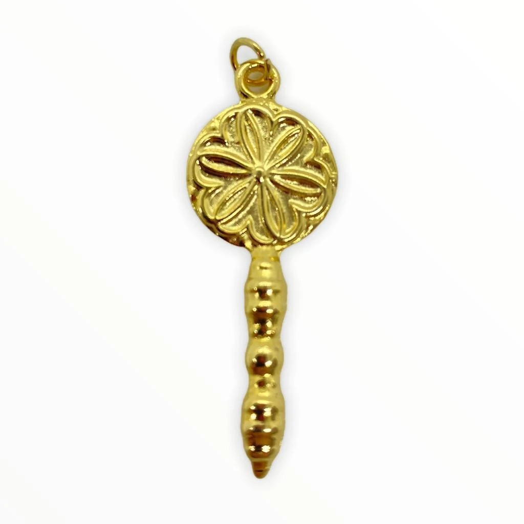 Miniatura Pingente Abebê Oxum 4 Cm Em Metal Banhado Dourado 6499