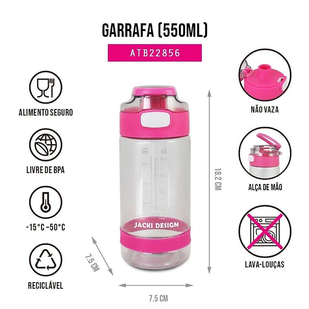 Conjunto Lancheira Térmica Com Pote P- Lanche, Garrafa 550ml E Mochila Com Rodinhas Pink
