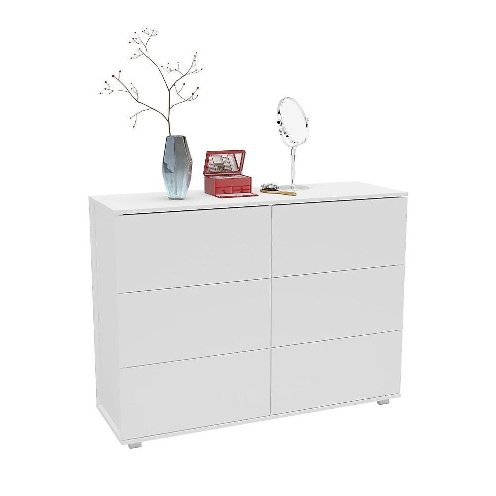 Cômoda 6 Gavetas Merlot Politorno Branco
