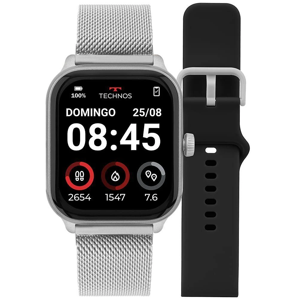 Smartwatch Technos Connect Max Pro 1,85 AMOLED Saúde e Bateria 10 Dias Prata