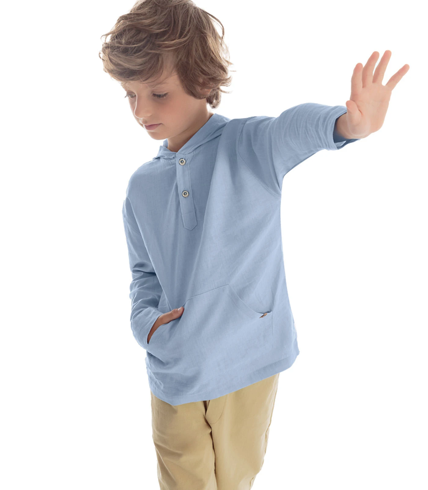 Camisa Infantil Manga Longa Com Capuz Trick Nick Azul