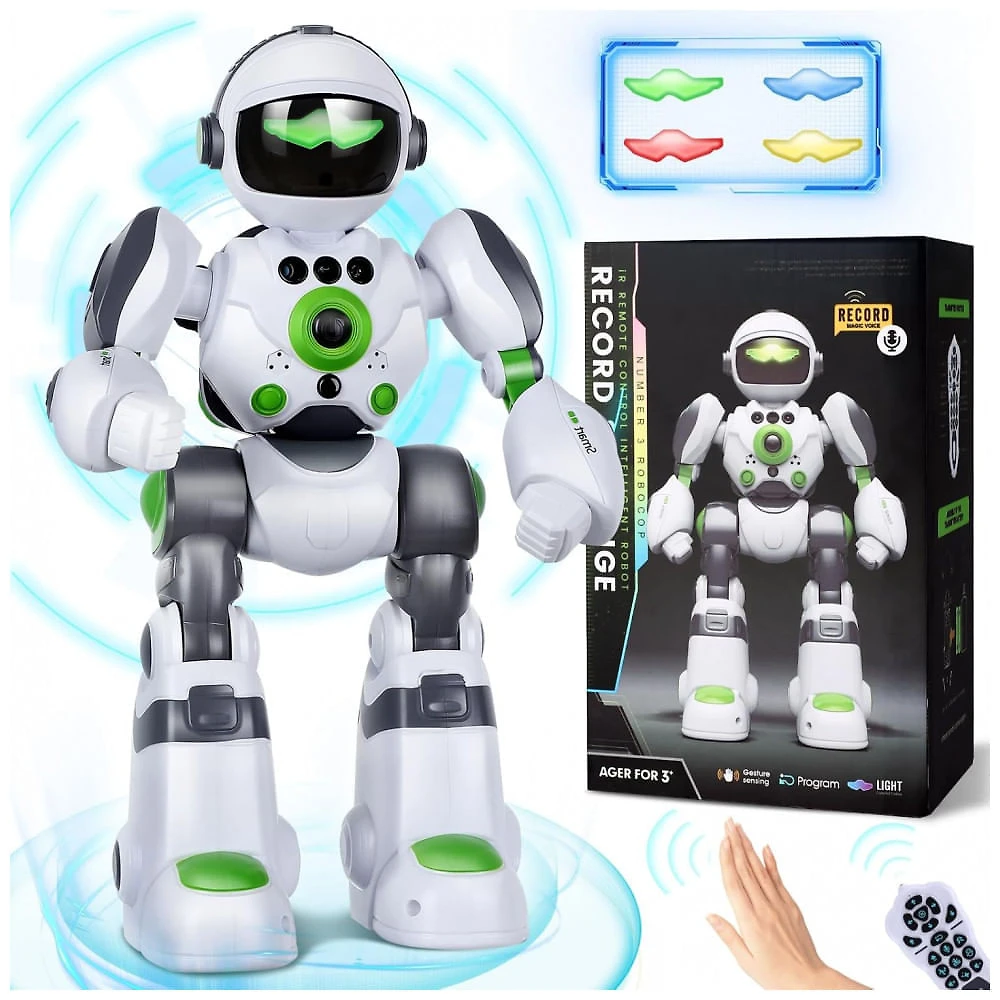 Robô Programável Preto e Prateado – Zreswap Robot Toys: Programmable Dancing Robot com Controle Remoto, Gravação de Voz e Controle por Gestos