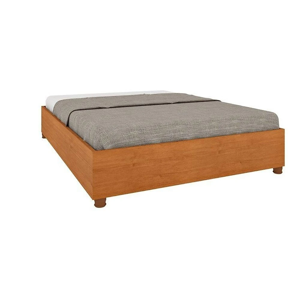 Conjunto Cama Monaco Casal + 2 Mesa de Cabeceira 1 Gaveta Orgânica Luna com Carregador Usb 100% Mdf Cinamomo/Cinamomo