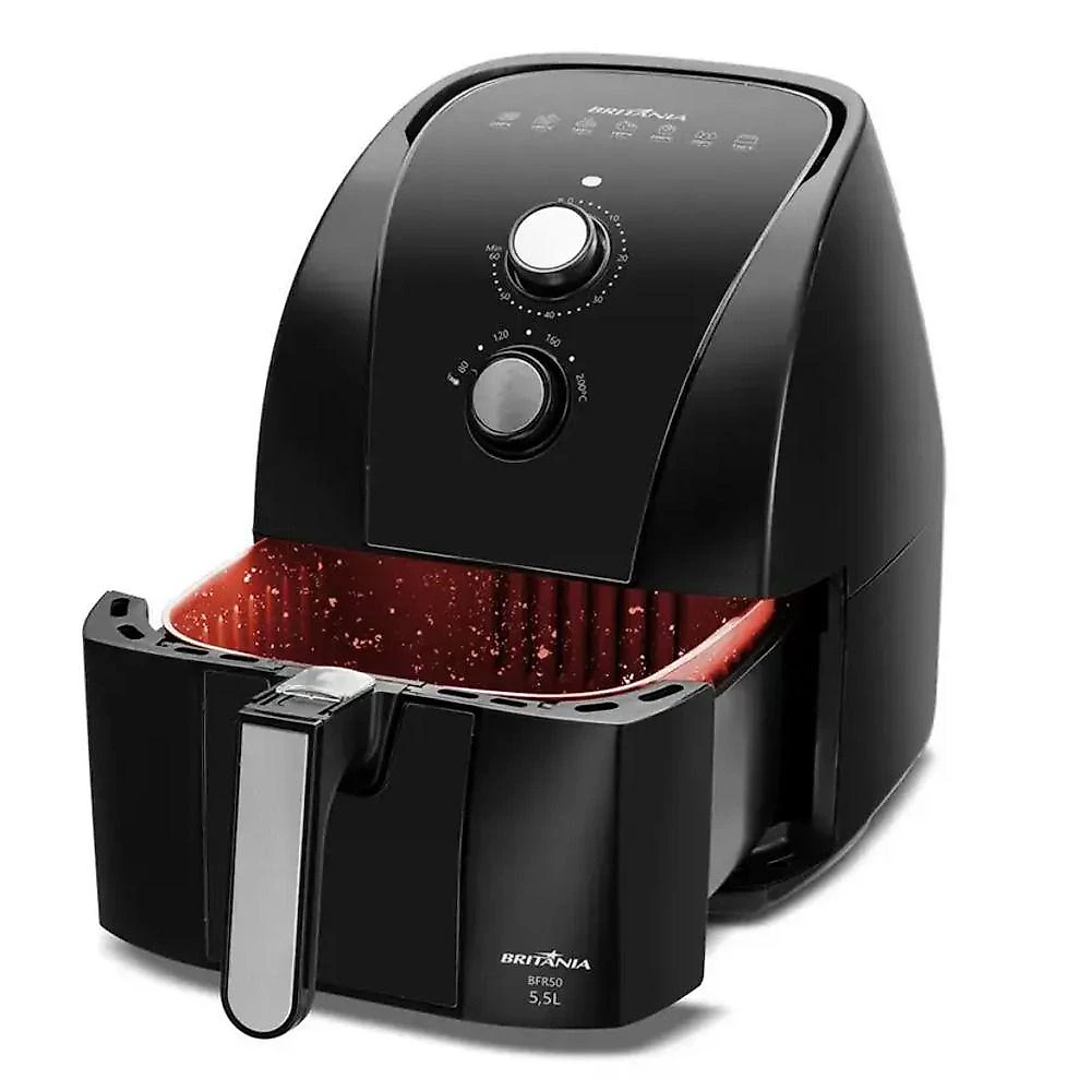 Fritadeira Air Fryer sem Óleo Britânia BFR50 5,5L 1500W Preto 110V