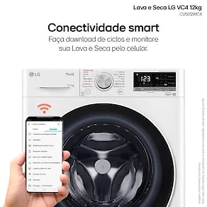 Miniatura Lava e Seca LG 12Kg/7Kg Smart VC4 com Inteligência Artificial AI DD™ CV5012WC4 - Branca 110V
