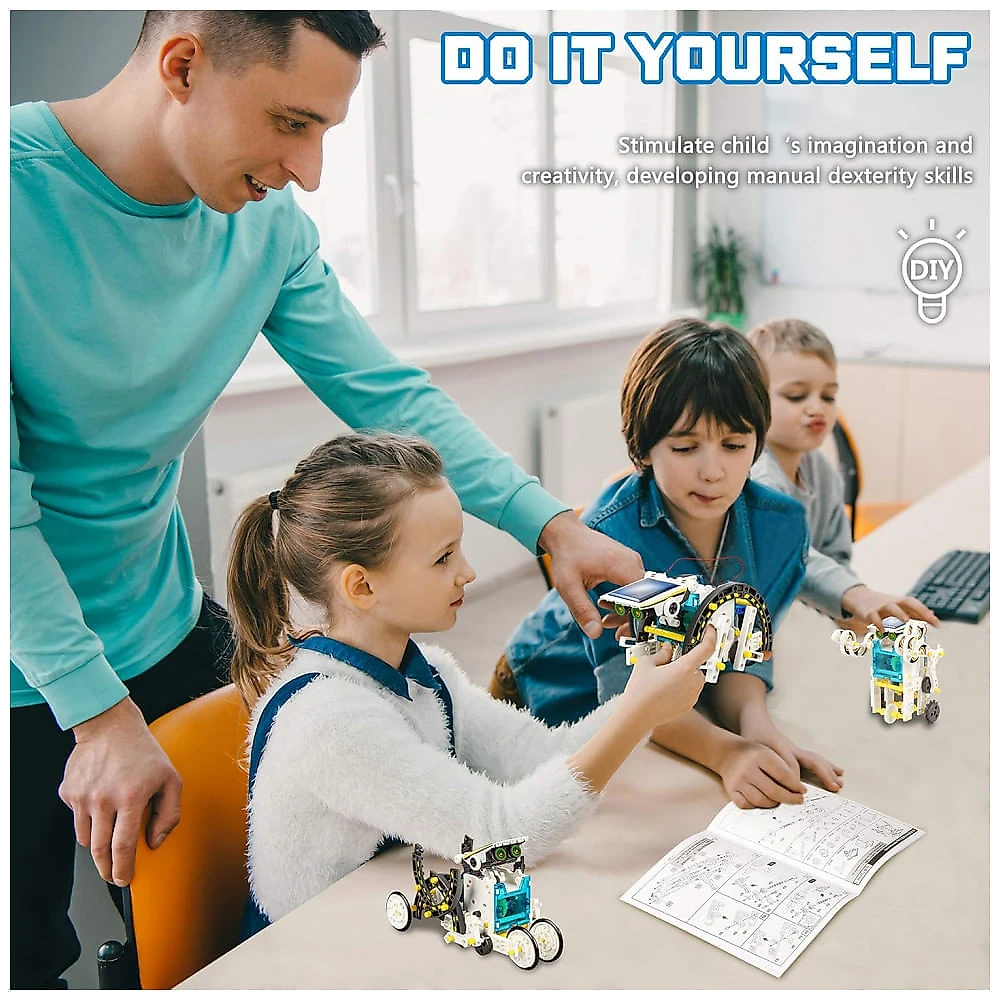 Robô Educacional STEM 13-EM-1 Movido A Energia Solar Para Crianças De 8 A 12 Anos, Kit Científico DIY Para Experimentos Robóticos.