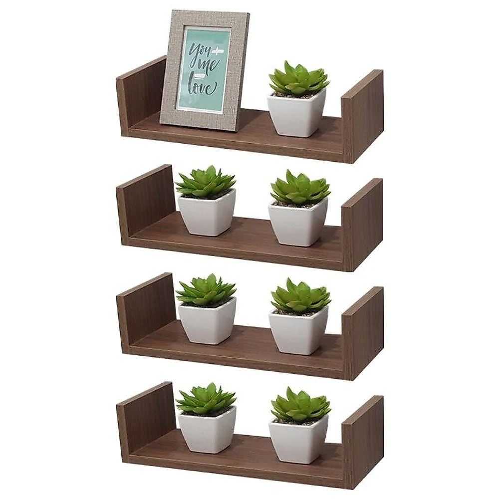 Prateleira Kit 4 U 40x20CM MDP Suporte Invisível Moderno Sala Marrom Mercado das Prateleiras webcontinental-7899983648629