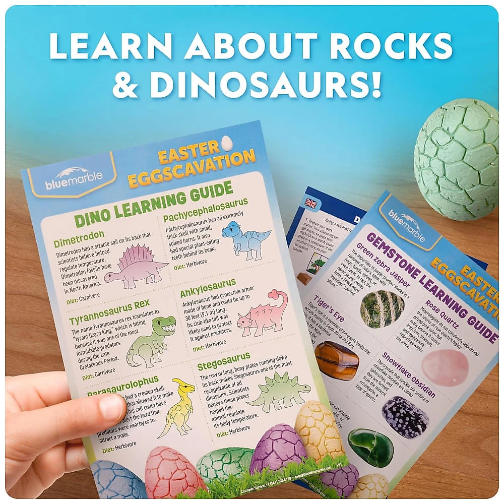 Kit de Escavação Ovo de Páscoa – 12 Blocos com Gemas Reais e Dinossauros que Brilham no Escuro, Brinquedo Educativo STEM, Presentes Criativos