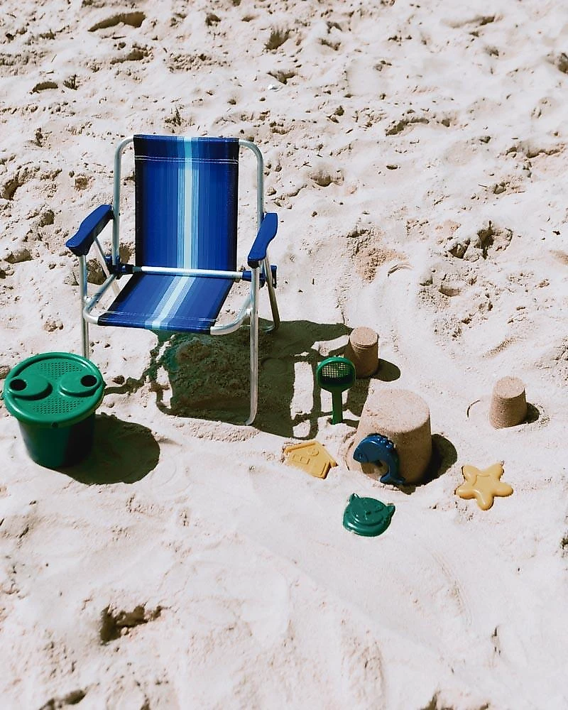 Cadeira De Praia Alta Infantil Cores Dobrável Alumínio Mor Azul