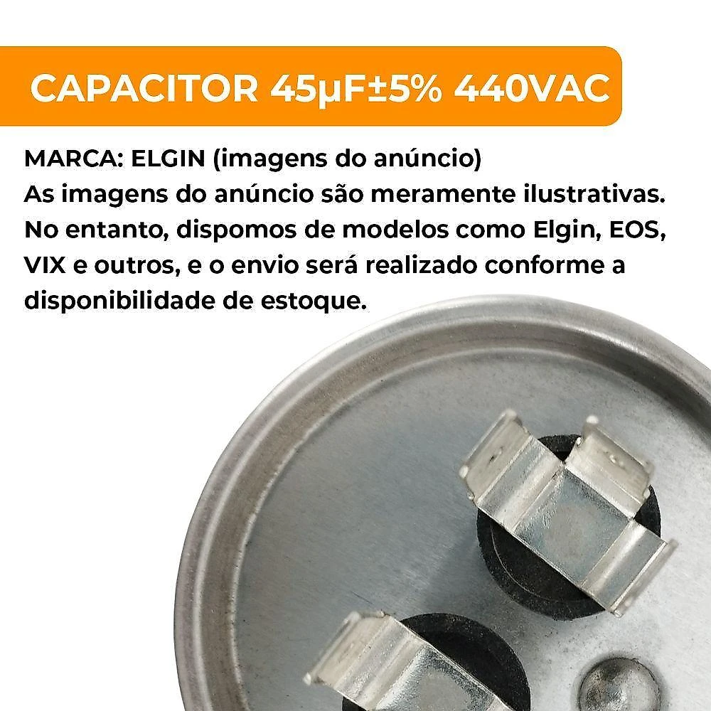 Capacitor 45uf 440vac Para Ar Condicionado 18.000 Btus Elgin Único